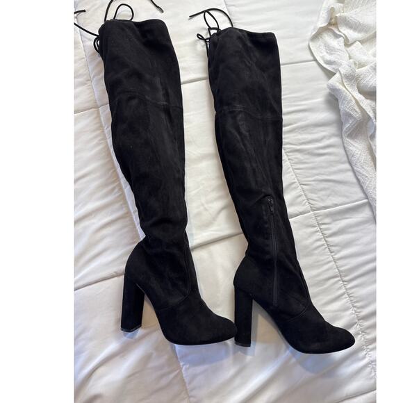 Women’s Black Over the Knee High Heel Boots Size 7 - Picture 1 of 4